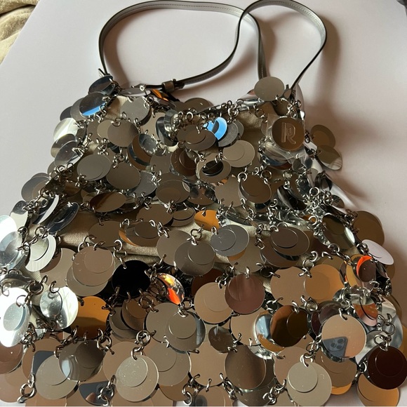 RABANNE BY PACO RABANNE SPARKLE SILVER DISC BAG NEW - Picture 3 of 15